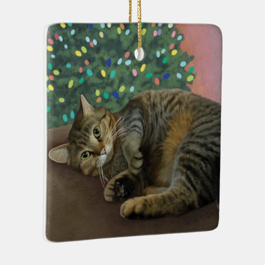 Merry Mischief - Kerst Kat Keramisch Ornament (Rechts)