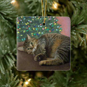 Merry Mischief - Kerst Kat Keramisch Ornament