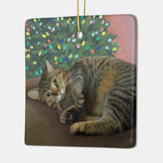 Merry Mischief - Kerst Kat Keramisch Ornament (Links)