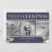 Merry Mistletoe | 3 Foto Collage Holiday Feestdagenkaart (Voorkant)