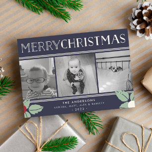 Merry Mistletoe   3 Foto Collage Holiday Feestdagenkaart