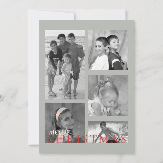 Merry Mistletoe Double Sided Photo Card in grijs Feestdagenkaart (Voorkant)