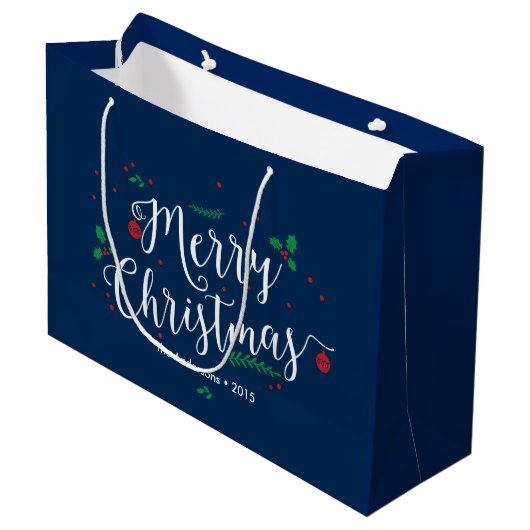 Merry Mistletoe Holiday Gift Bag Groot Cadeauzakje (Voorkant Gekanteld)
