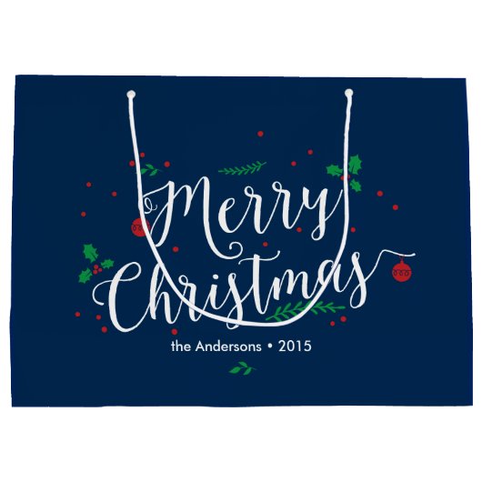 Merry Mistletoe Holiday Gift Bag Groot Cadeauzakje (Achterkant)