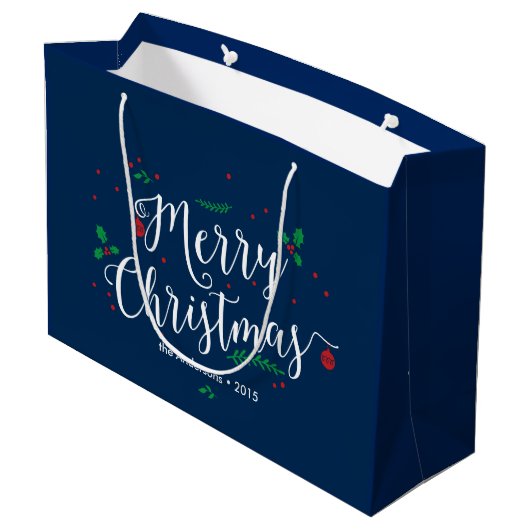 Merry Mistletoe Holiday Gift Bag Groot Cadeauzakje (Achterkant Gekanteld)