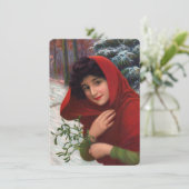 Merry Mistletoe Maiden Invitation Kaart (Staand voorkant)