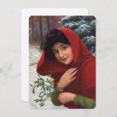 Merry Mistletoe Maiden Invitation Kaart (Voorkant / Achterkant)