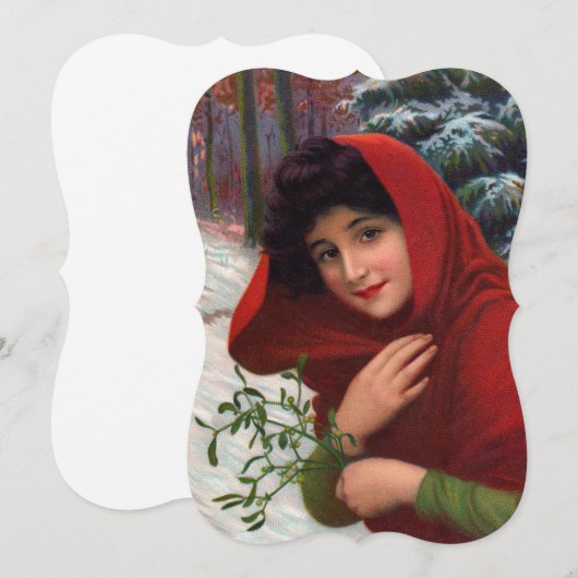 Merry Mistletoe Maiden Invitation Kaart (Voorkant / Achterkant)