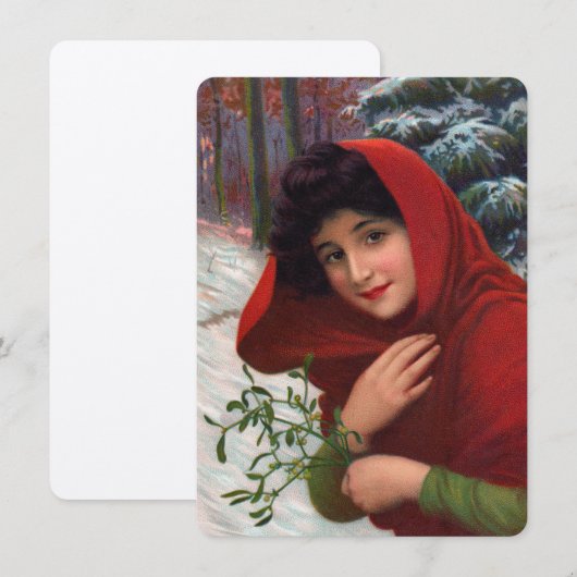 Merry Mistletoe Maiden Invitation Kaart (Voorkant / Achterkant)