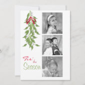 Merry Mistletoe met Red Bow Holiday-fotokaart Feestdagenkaart (Voorkant)