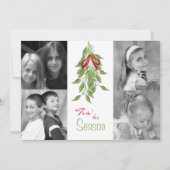 Merry Mistletoe met Red Bow Holiday-fotokaart Feestdagenkaart (Voorkant)