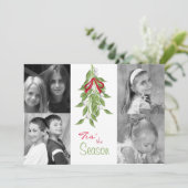 Merry Mistletoe met Red Bow Holiday-fotokaart Feestdagenkaart (Staand voorkant)