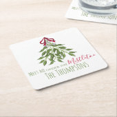 Merry Mistletoe met White Berries Kartonnen Onderzetters (Schuin)