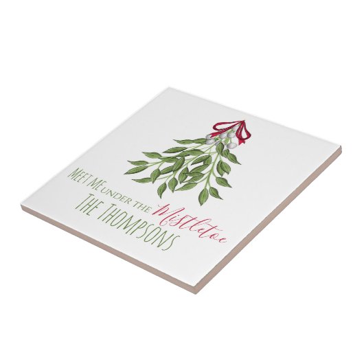 Merry Mistletoe met White Berries Tegeltje (Zijkant)