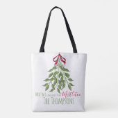 Merry Mistletoe met White Berries Tote Bag (Achterkant)