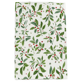 Merry Mistletoe Red Berry White Watercolor Klein Cadeauzakje