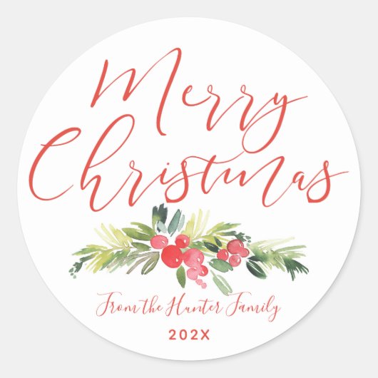 Merry Mistletoe | Ronde Sticker (Voorkant)