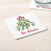 Merry Mistletoe White Berries Square Kartonnen Onderzetters (Schuin)