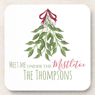 Merry Mistletoe with White Berries Bier Onderzetter