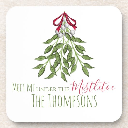 Merry Mistletoe with White Berries Bier Onderzetter (Voorkant)