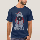Merry Mixmas Vinyl DJ Santa Claus kerstman T-shirt (Voorkant)