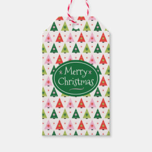 Merry & Mod Retro Kerstbomen Cadeau Label Cadeaulabel