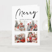 MERRY Modern Black Script Chic Minimalist Photo Feestdagen Kaart (Voorkant)