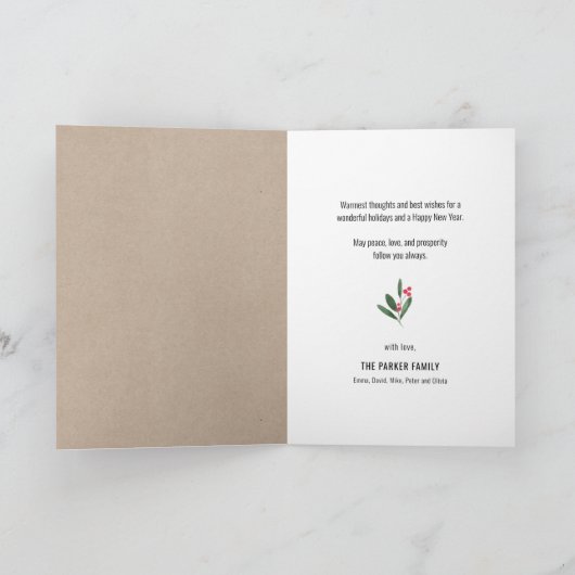 MERRY Modern Black Script Chic Minimalist Photo Feestdagen Kaart (Binnen)