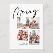 MERRY Modern Black Script Chic Minimalist Photo Feestdagenkaart (Voorkant)