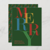 MERRY Modern Bold Foto Kerstmis Feestdagenkaart (Voorkant / Achterkant)