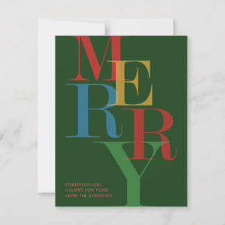 MERRY Modern Bold Foto Kerstmis Feestdagenkaart