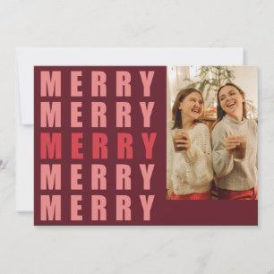MERRY modern bold red Letter-kerstfoto Feestdagenkaart
