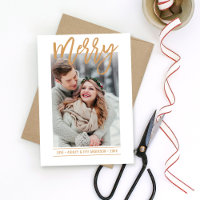 Merry Modern Cognac Tan Script Pas getrouwd Foto
