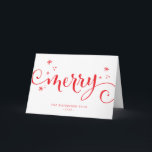 MERRY MODERN feestelijke leuke kalligrafie spranke Kaart<br><div class="desc">door kat massard >> https://linktr.ee/simplysweetpaperie <<<< Een schattig,  aangepast label dat perfect is voor favoriete labels voor kerstinpakken</div>