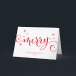 MERRY MODERN feestelijke leuke kalligrafie spranke Kaart<br><div class="desc">door kat massard >> https://linktr.ee/simplysweetpaperie <<<< Een schattig,  aangepast label dat perfect is voor favoriete labels voor kerstinpakken</div>