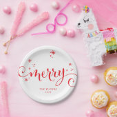 MERRY MODERN feestelijke leuke kalligrafie spranke Papieren Bordje (Feest)