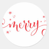 MERRY MODERN feestelijke leuke kalligrafie spranke Ronde Sticker (Voorkant)