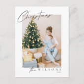 Merry Modern handgeschreven kalligrafie Foto Feestdagenkaart (Voorkant)