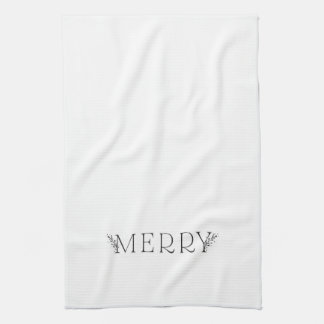 MERRY - Modern Holiday - Black en White Towel Theedoek