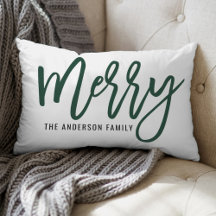 Merry Modern Hunter Green Script Holiday Kerstmis