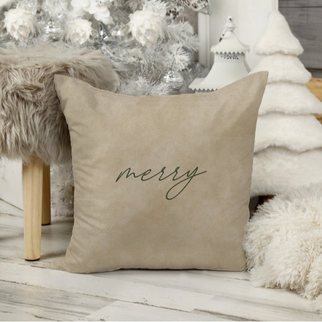 Merry ・ Modern minimalist Taupe Velvet Kerstmis Kussen (Creator heeft geüpload)