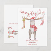 Merry Modern Moose Merry kerst feestdag Aankondigingskaart (Voorkant / Achterkant)
