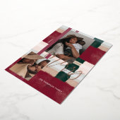 Merry Modern Red & Green Pset Two Foto Folie Feestdagenkaart (Gedraaid)