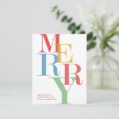 MERRY Moderne Kleurrijke Foto Kerstmis Feestdagenkaart (Staand voorkant)