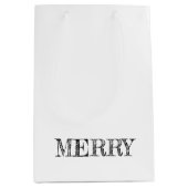 MERRY Moderne Tekst Kerstmis Vakantie Fun Zwart Medium Cadeauzakje (Voorkant)