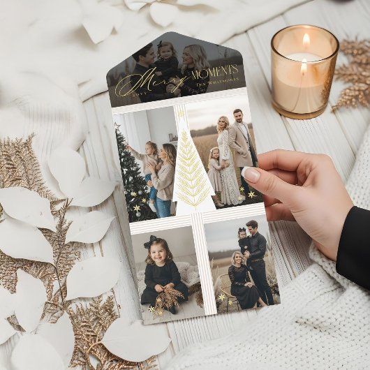 Merry Moments Fotocollage Elegant Evergreen Tree All In One Uitnodiging