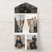 Merry Moments Fotocollage Elegant Evergreen Tree All In One Uitnodiging (Binnenkant)