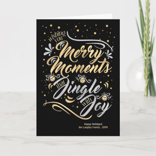 Merry Moments Jingle with Joy Gold Silver Custom Feestdagen Kaart (Voorkant)