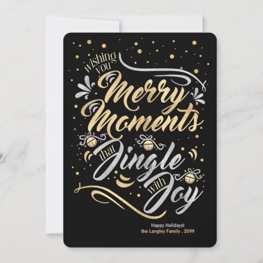 Merry Moments Jingle with Joy Gold Silver Custom Feestdagenkaart (Voorkant)