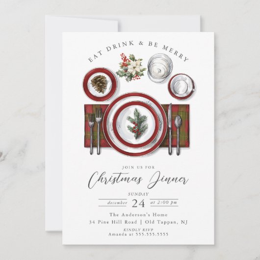 Merry Moments Kerstdiner Uitnodiging (Voorkant)